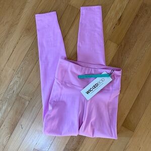 NWT WickedBod Eco Active Yoga Pant Legging Pink XS Gathered Butt